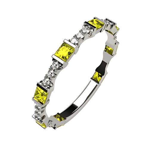 Gold plated stackable birthstone ring, princess cut.