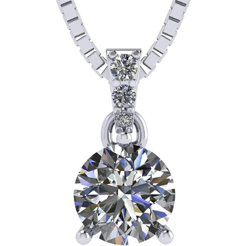 3 Prong Round Solitaire Simulated Diamond Necklace.