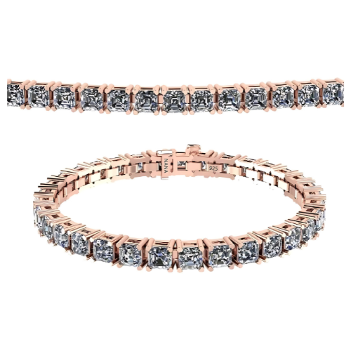 Nana Jewels Pure Brilliance Zirconia Asscher Cut Tennis Bracelet, 7" Or 8" In Gold Plated Sterling Silver, 13.00Ctw-53.00Ctw