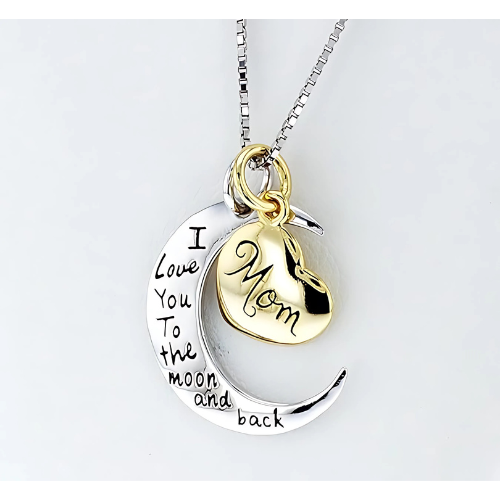 Mom I Love You To The Moon and Back Charm Necklace.