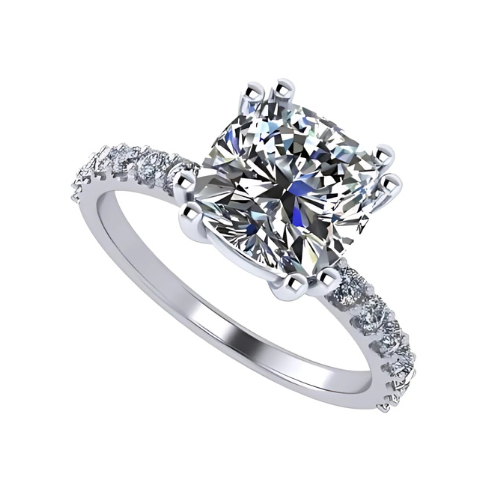 NANA Jewels 1.5-3CT Platinum Plated Sterling Silver Rings CZ Cubic Zirconia Cushion Cut Engagement Rings | 10K 14K Solid Gold