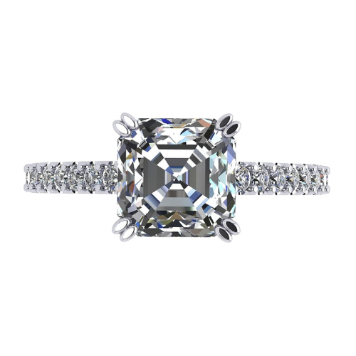 Nana Jewels Asscher Cut Cathedral Solitaire Engagement Ring 7Mm (2Ct) Pure Brilliance Zirconia - Sterling Silver, 10K Or 14K Gold