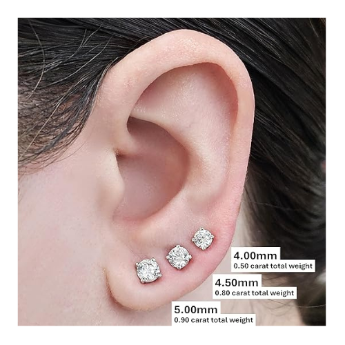 14K Solid Gold Post & Silver Simulated Diamond Stud Earrings-cubic zirconia earrings studs .30ct to 8.00ct