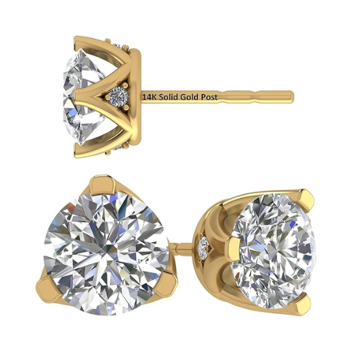 Solid 14K gold post, sterling silver basket studs.