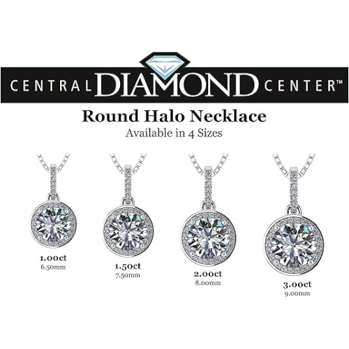 3 carat solitaire simulated diamond necklace on display.