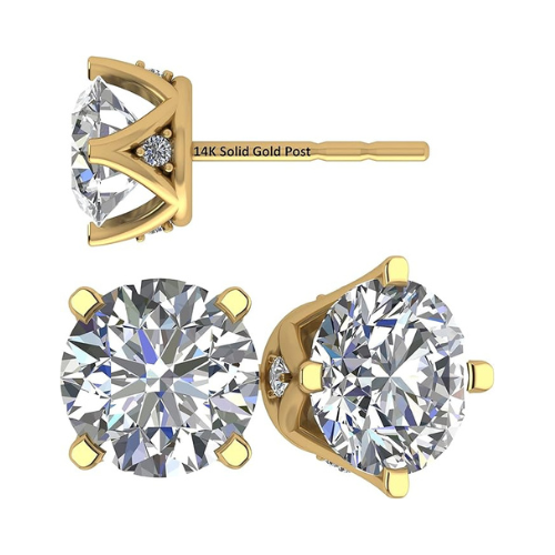 Diamond alternative earrings with 14K gold posts.