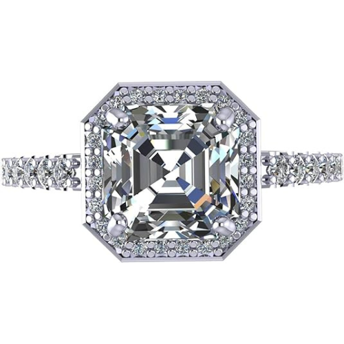 NANA Jewels Sterling Silver Asscher Cut Engagement Rings for Women - Choose Simulated Morganite, Citrine, Aquamarine & More