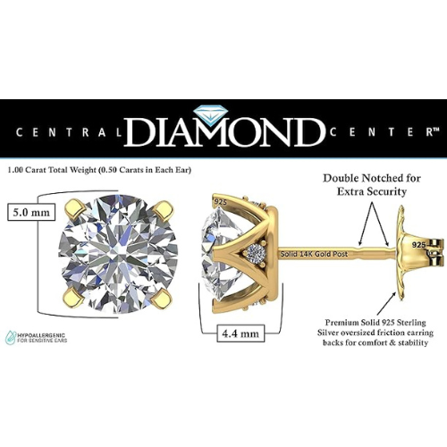 Lucita CZ stud earrings with brilliant shine.