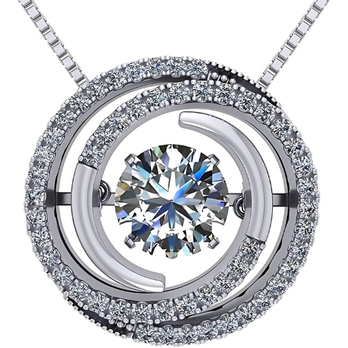 Circle Swirl Dancing Gemstone Dangle Earrings.