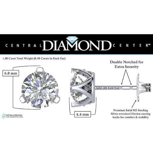 3 prong simulated diamond earrings on display.