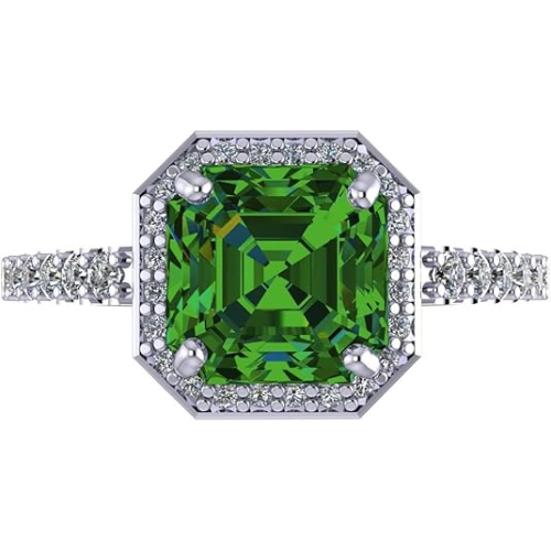 NANA Jewels Sterling Silver Asscher Cut Engagement Rings for Women - Choose Simulated Morganite, Citrine, Aquamarine & More