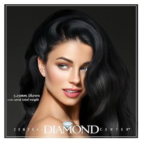 Lucita Simulated Diamond Stud Earrings with Solid 14K Gold Posts & Sterling Silver Basket, 3 & 4 Prongs