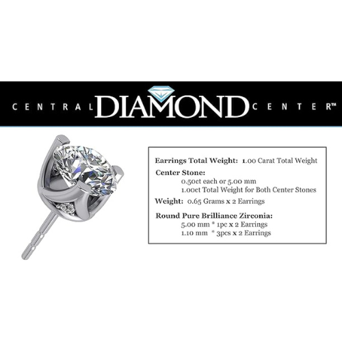 Front view of a 4 prong faux diamond stud.