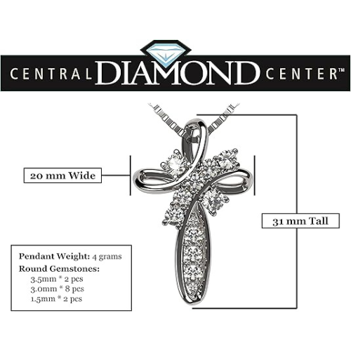 Detail of simulated birthstones on cross pendant.