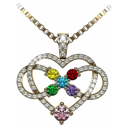 Sterling Silver Mother Child Infinity Pendant, 1-5 stones.