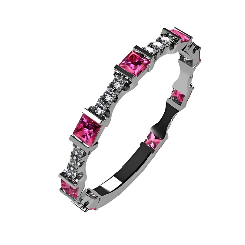 Sterling silver gold plated band with simulated birthstones.