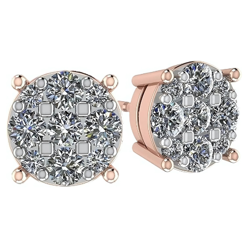 Silver basket lab grown diamond cluster earrings.