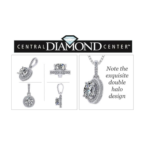 Central Diamond Center Customized & Personalized Birthstone Solitaire Necklace with simulated diamond Halo-925 Sterling Silver