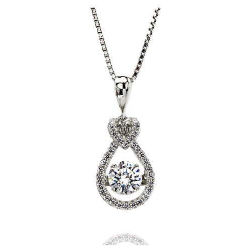 Heart & Pear Dancing Gemstone Necklace in 925 sterling silver.