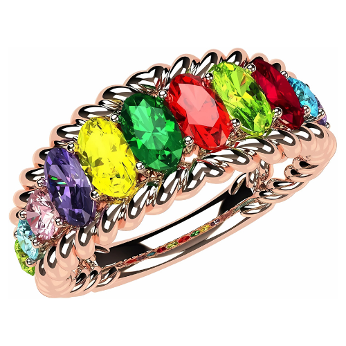 Sterling Silver Oval Rope Mothers Ring for Women.