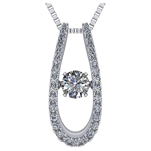 U Shape Dancing Gemstone Necklace in 925 sterling silver.