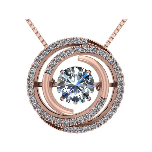 Central Diamond Center Circle Swirl Dancing Gemstone Dangle Earrings or Necklace in Sterling Silver w/Pure Brilliance Zirconia