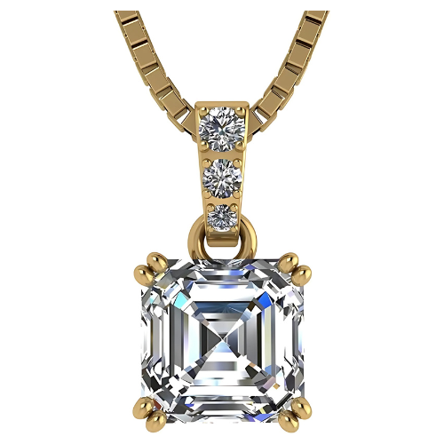 Nana Jewels Asscher Cut Simulate Diamond Solitaire Necklace With 22" Adjustable Box Chain- 7Mm(2Ct) Or 8Mm(3Ct) Look