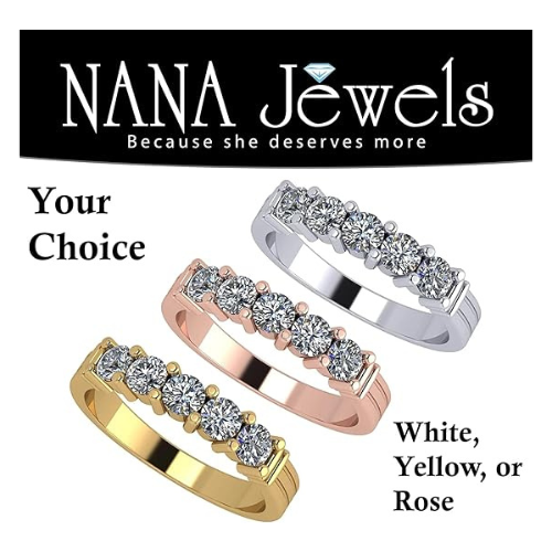 NANA Jewels Simulated 5 Stone 1carat Diamond Engagement Ring Wedding Ring CZ-Silver-10K or 14k Gold