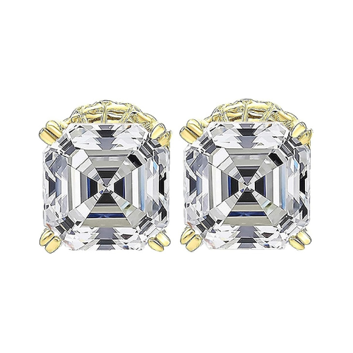 Nana Jewels Sterling Silver Asscher-Cut Pure Brilliance Zirconia Stud Earrings,(0.75 to 4 Cttw) Hypoallergenic