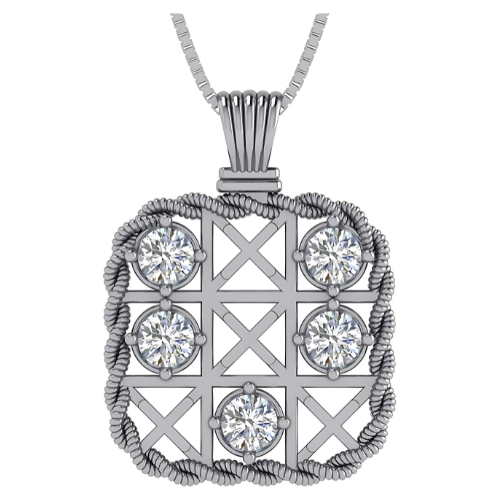 Solid sterling silver tic tac toe necklace with pure brilliance zirconia.