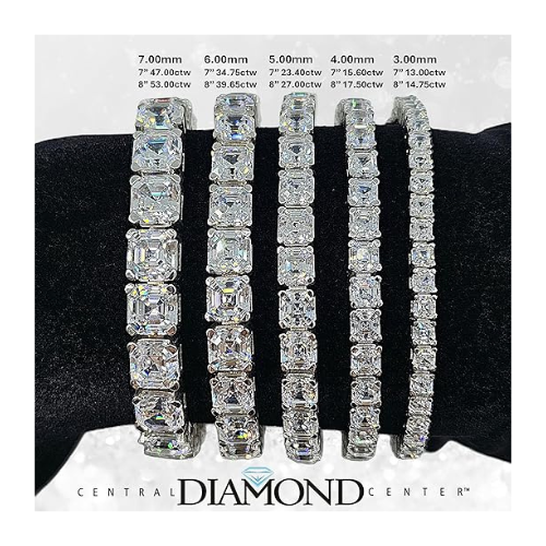 Nana Jewels Pure Brilliance Zirconia Asscher Cut Tennis Bracelet, 7" Or 8" In Gold Plated Sterling Silver, 13.00Ctw-53.00Ctw