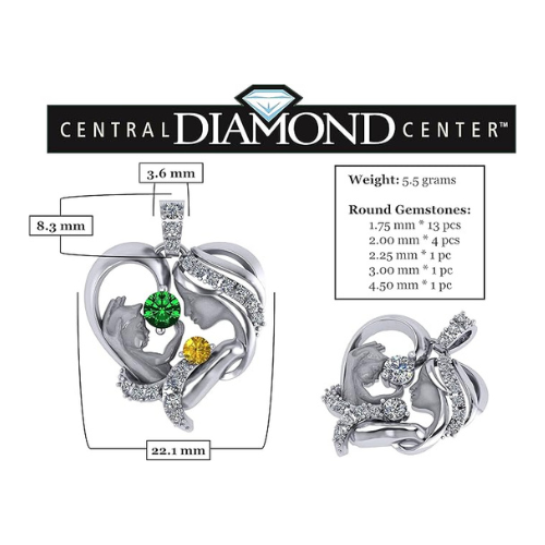 Central Diamond Center Mom & Me Birthstone Heart Necklace, Sterling Silver with Simulated Birthstones & Pure Brilliance Zirconia