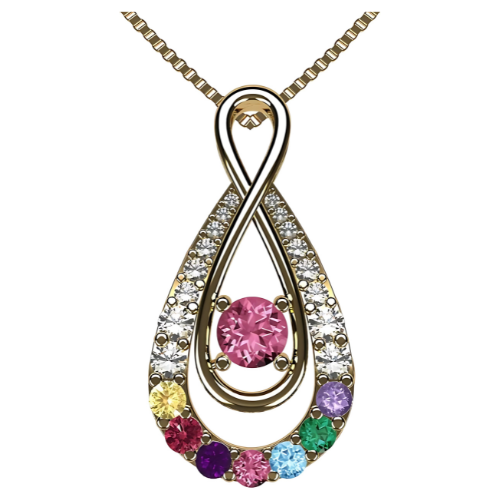 Yours Infinity Mother & Child necklace with 3 birthstones.