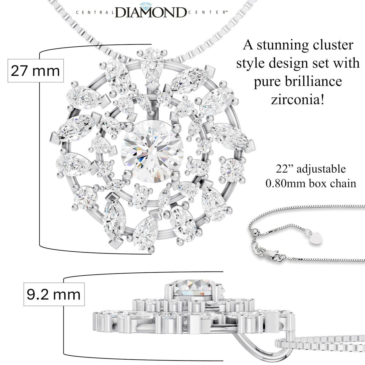 Galaxia Sunburst Necklace Made with Swarovski CZ & Sterling Silver