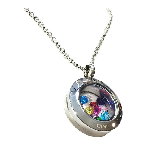 Central Diamond Center Stainless Steel Mother's Round Locket Pendant (Jan-Dec) Yellow/White/Rose Plated with a Chain
