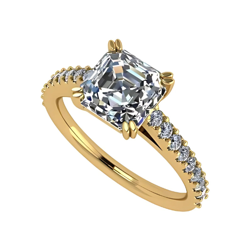 Nana Jewels Asscher Cut Cathedral Solitaire Engagement Ring 7Mm (2Ct) Pure Brilliance Zirconia - Sterling Silver, 10K Or 14K Gold