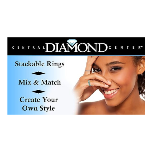 Central Diamond Center Sterling Silver Stackable Birthstone Ring Band w/ Round Cut Simulated Birthstones, Gold Plated