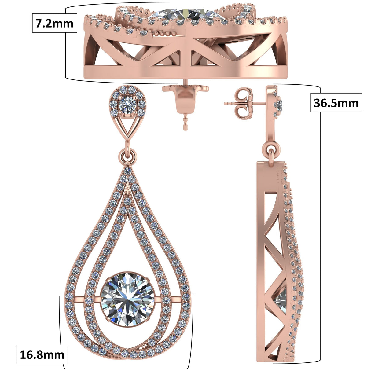Sparkling dancing diamond earrings for women.