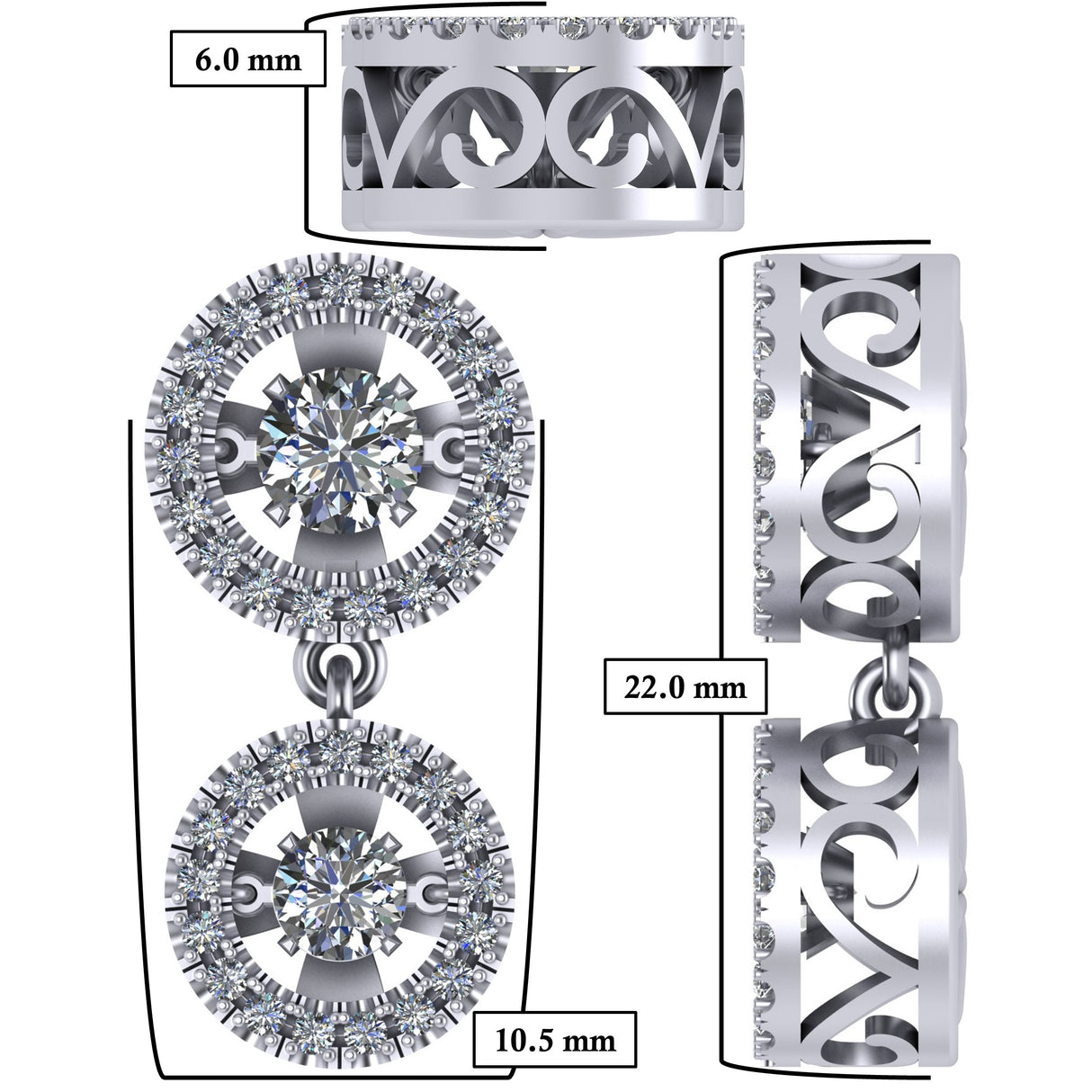 925 Silver Pure Brilliance CZ double halo pendant.