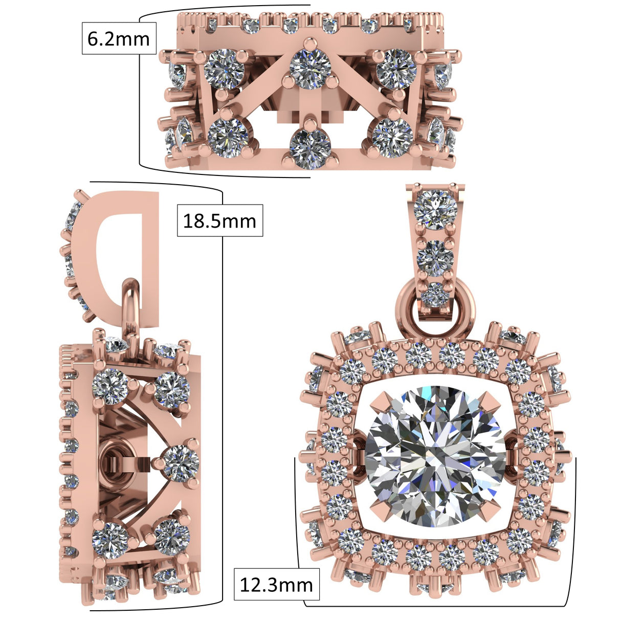 Pure Brilliance Zirconia in a sterling silver rhombus setting.