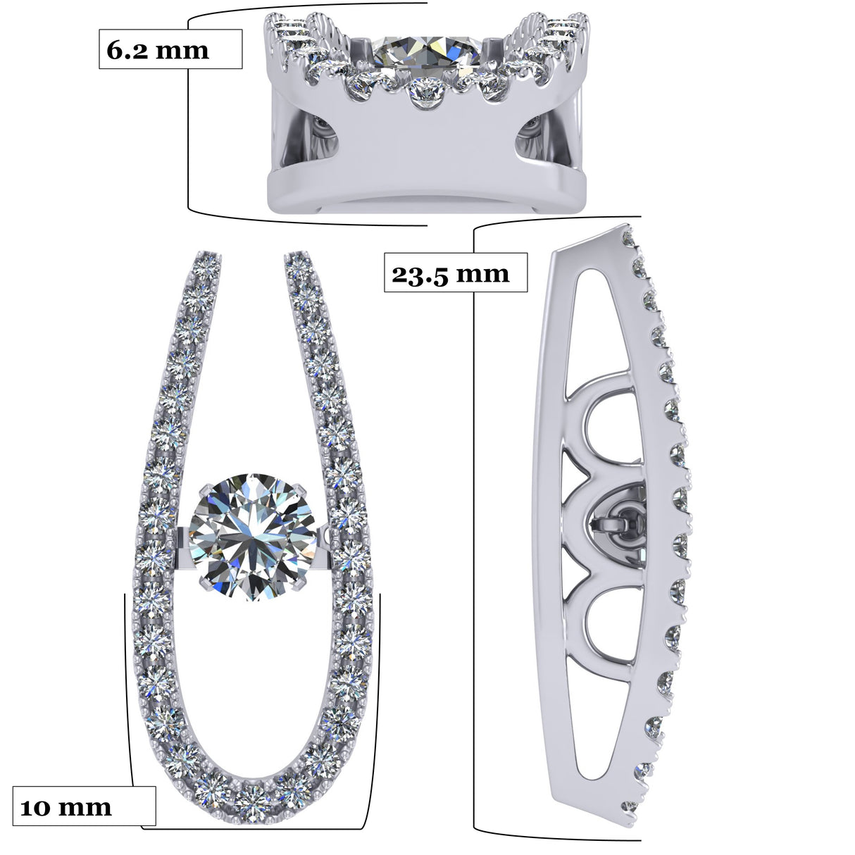 925 Sterling Silver Pure Brilliance CZ U shape.