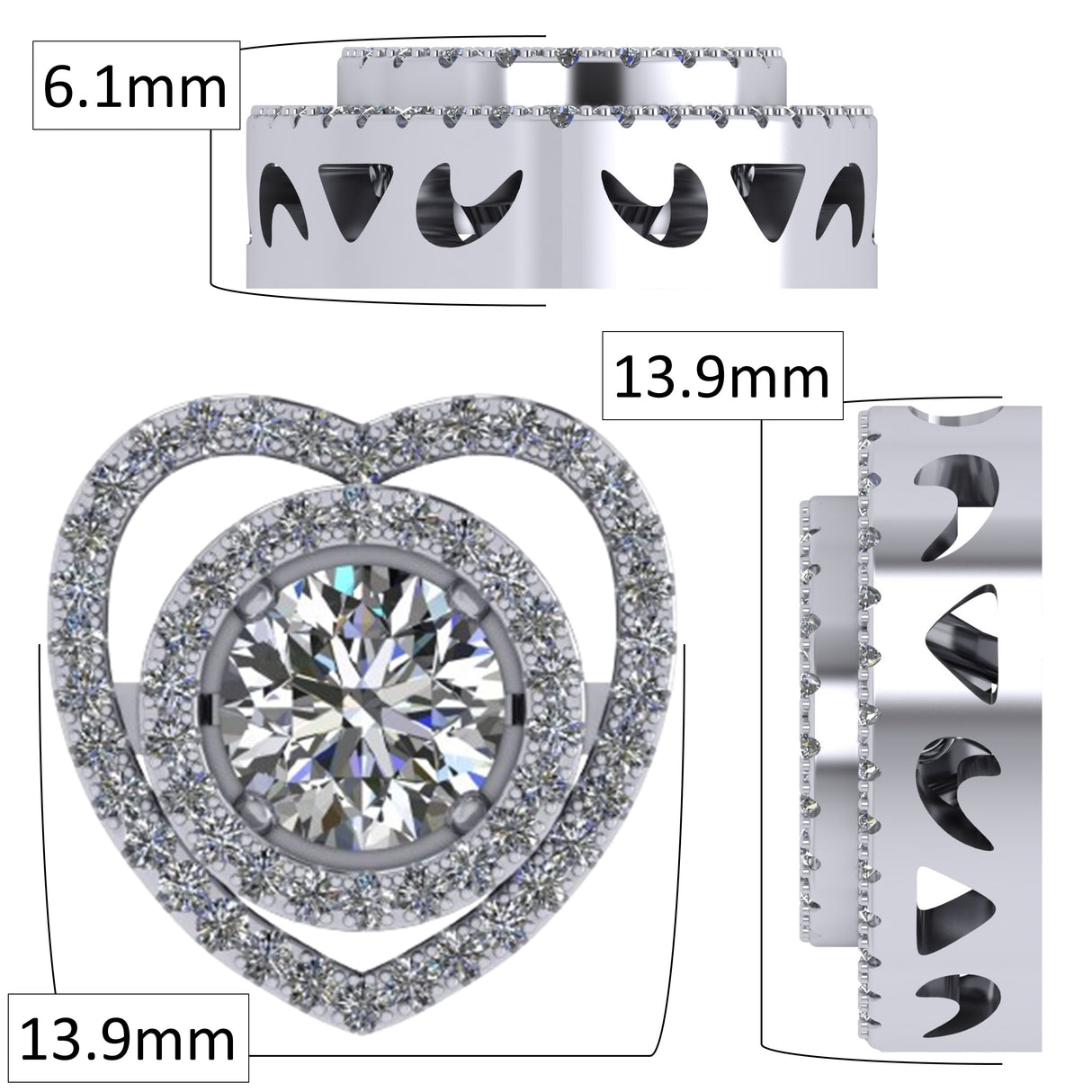 925 Sterling Silver Pure Brilliance CZ heart circle.