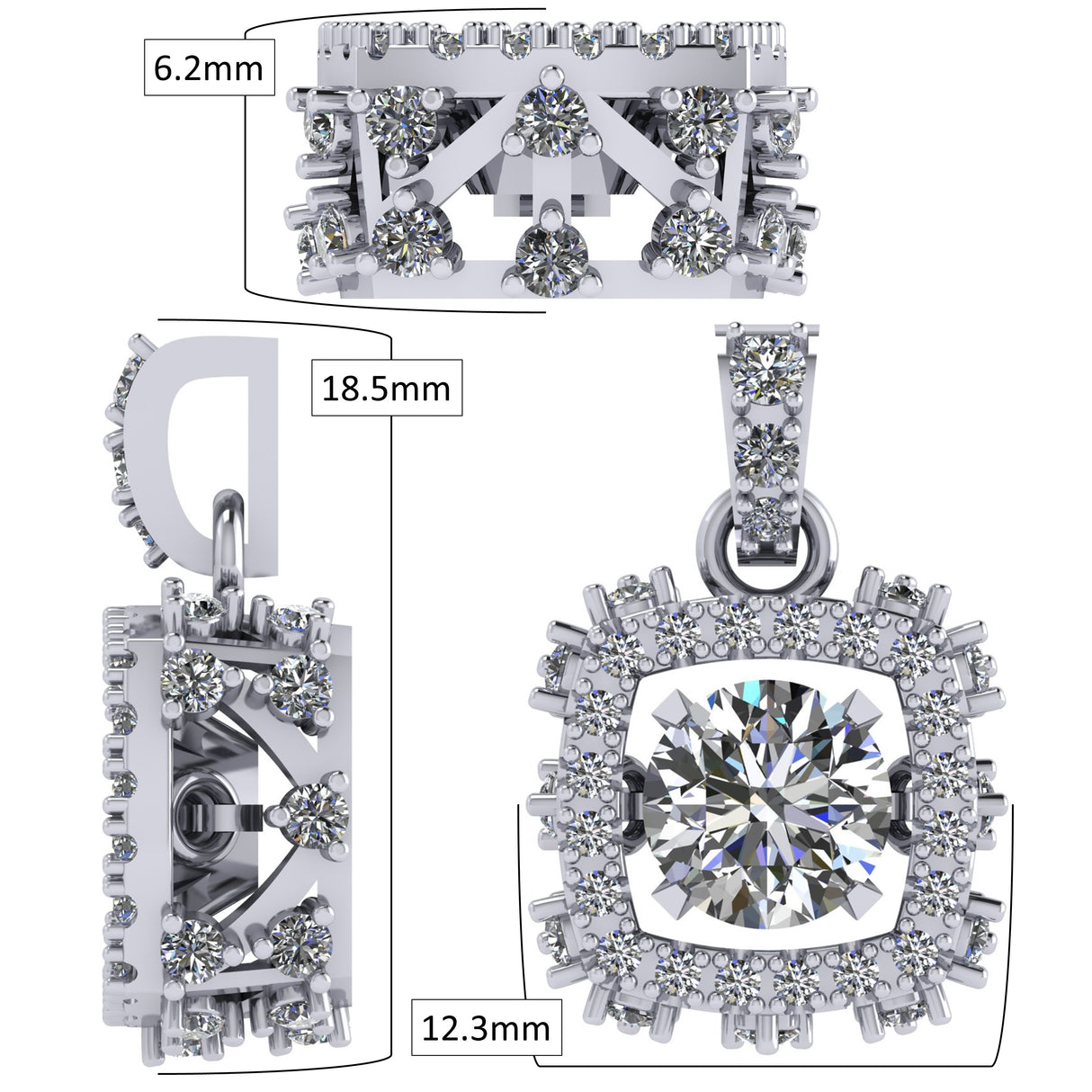 Model wearing Sterling Silver Rhombus Dancing Necklace.