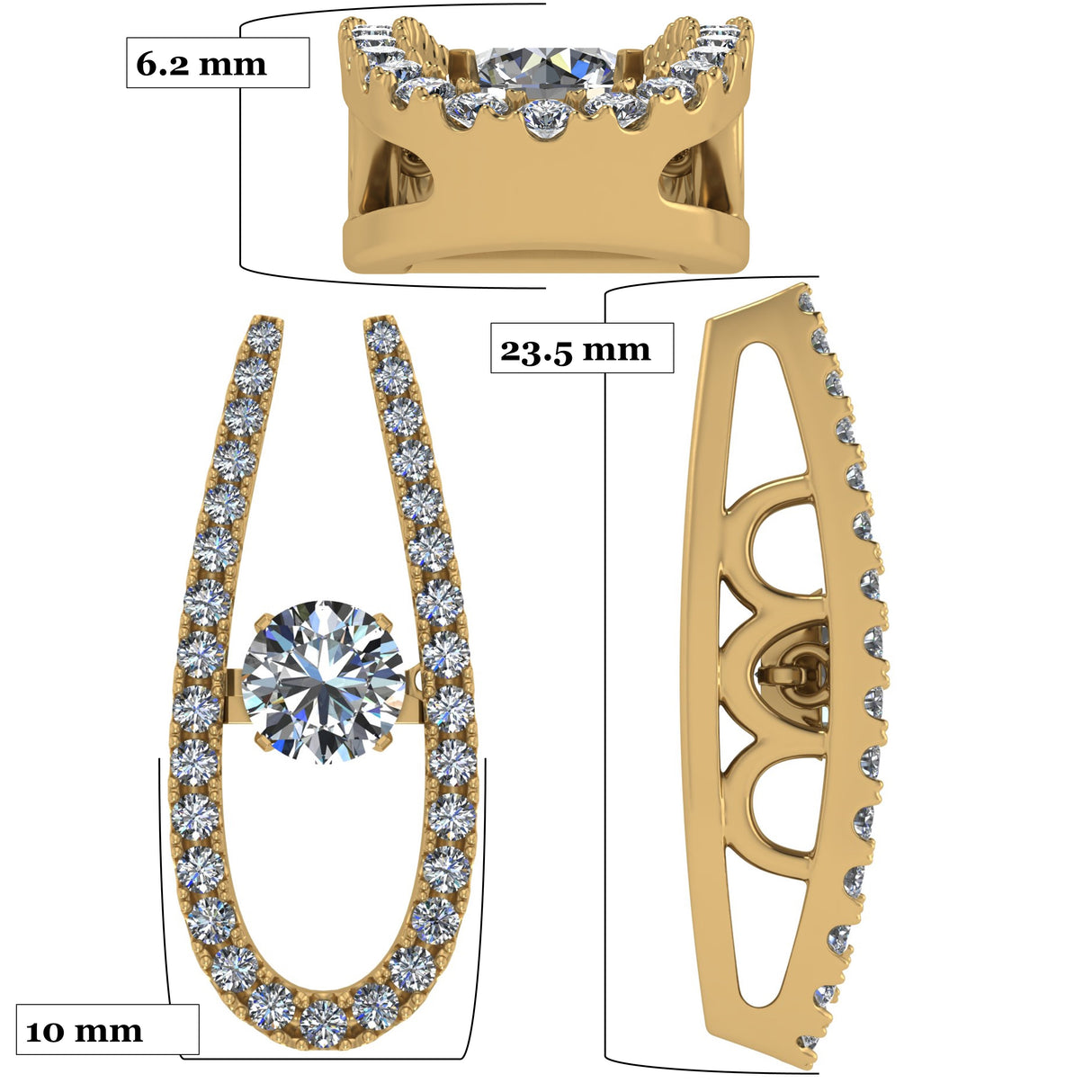 Central Diamond Center “U” Shape Dancing Gemstone Necklace for Women in 925 Sterling Silver w/Pure Brilliance Zirconia