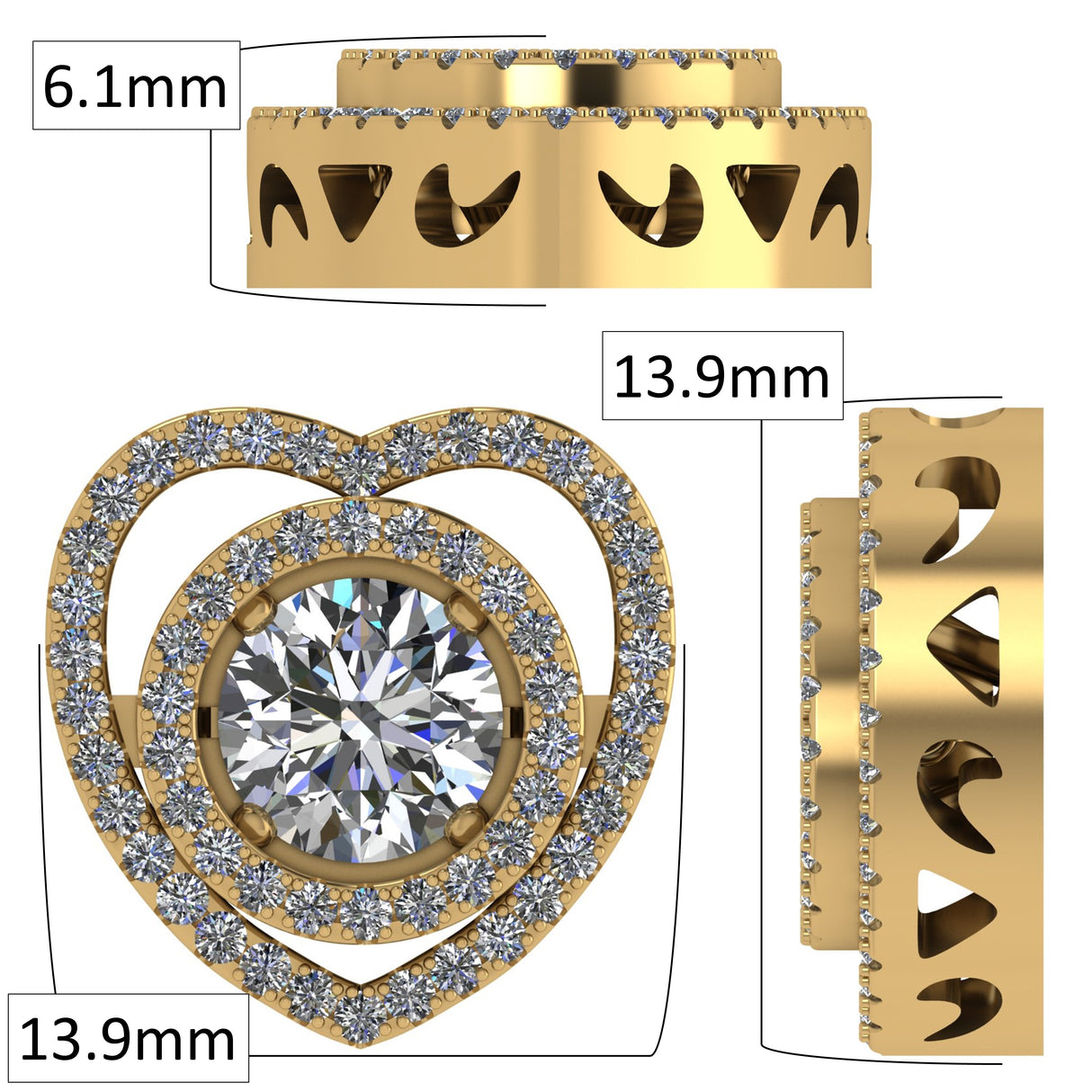 Circle in Heart Dancing Gemstone Necklace in Solid 925 Sterling Silver made w/ Pure Brilliance Zirconia