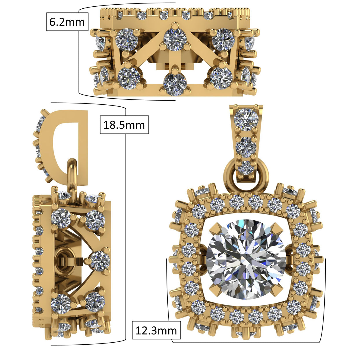 Rhombus Dancing Gemstone Necklace for Women in 925 Sterling Silver & Pure Brilliance Zirconia