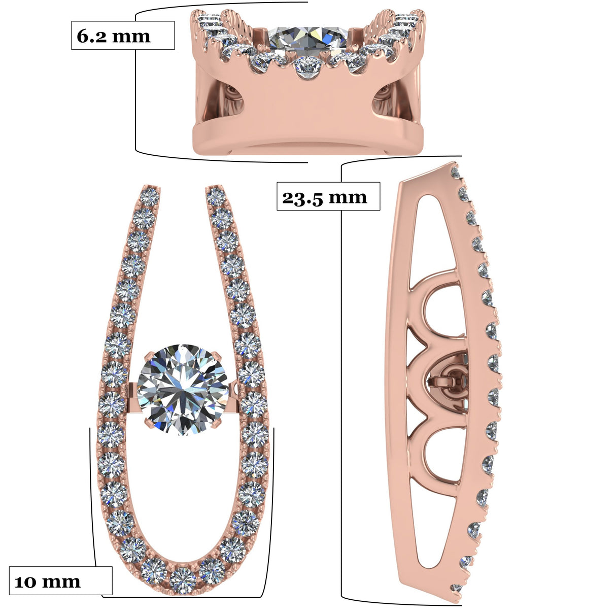 Front view: sterling silver dancing necklace U shape.