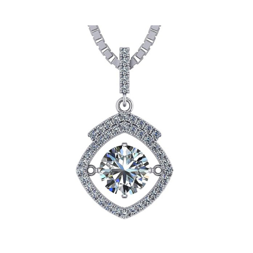 Square Halo Dancing Gemstone Matching Earrings & Necklace 925 Sterling Silver & Pure Brilliance Zirconia