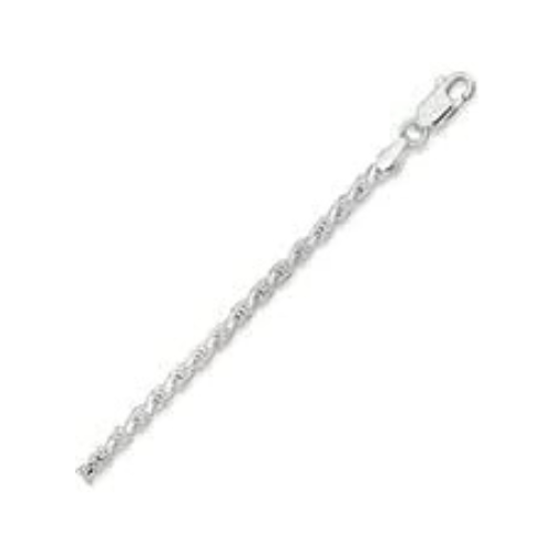 Sterling Silver Diamond Cut Rope Chain, Made In Italy, White/Yellow/Rose Gold Plated