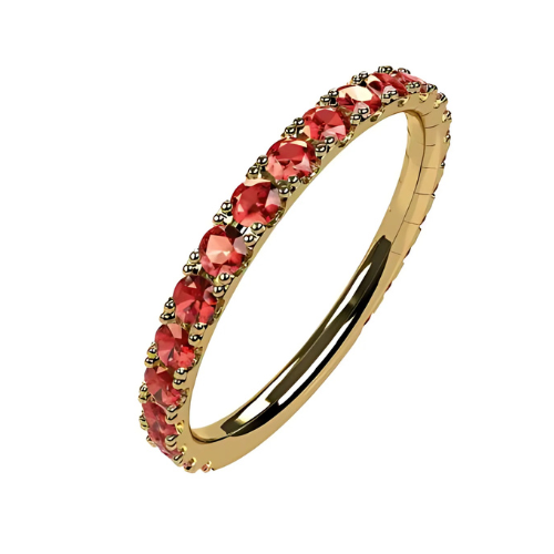 Sterling silver gold plated band with round birthstones.